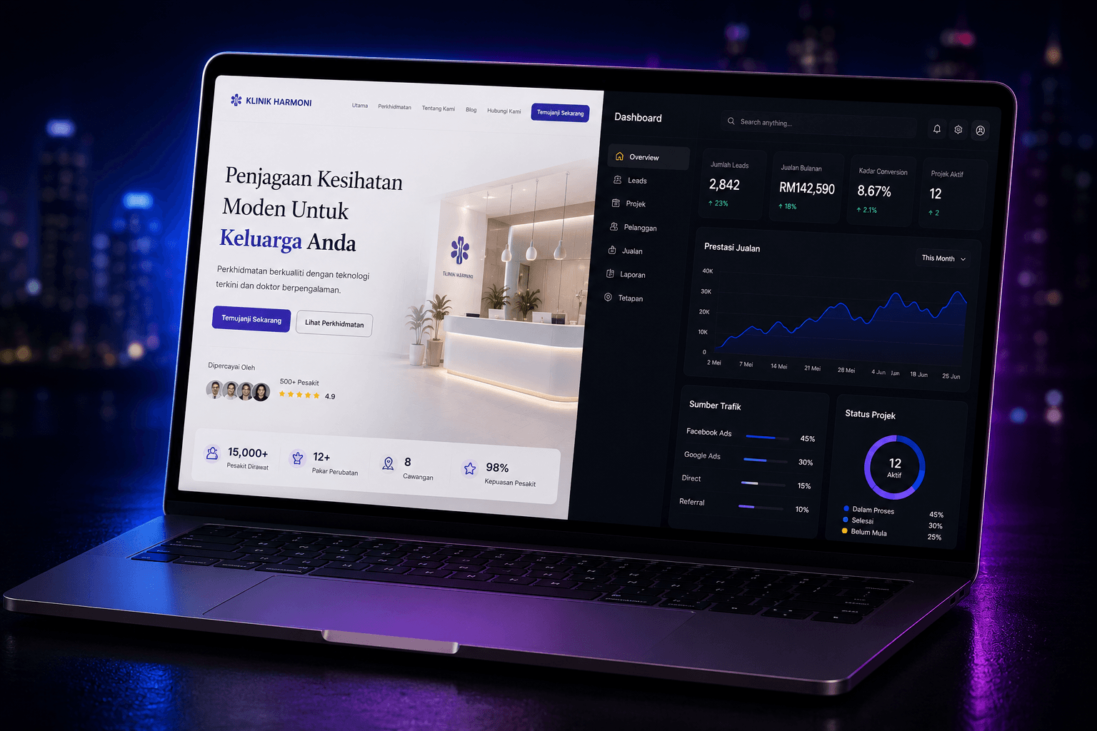 MDS — Landing Page dan Web App Dashboard profesional